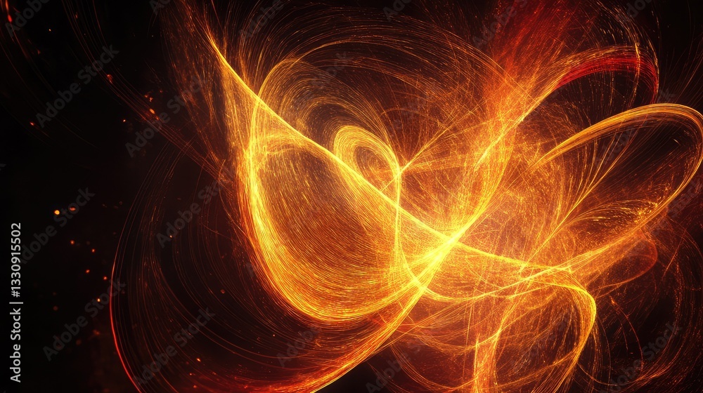 Golden and red light trails forming a soft swirling effect, creating a warm and elegant visual with copy space. Golden and red light trails forming a soft swirling effect, creating a warm and elegant visual with copy space.