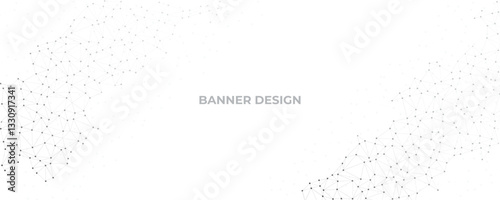 Digital technology futuristic network banner with connected lines. White global communication background. Abstract plexus technology futuristic network vector illustration