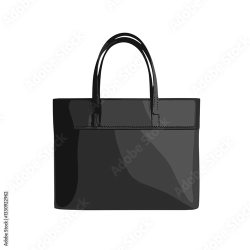 Elegant black leather handbag illustration, modern fashion accessory