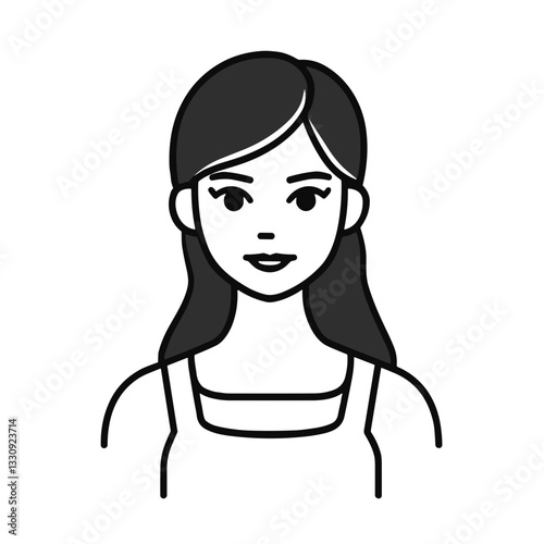 Minimalist Line Art Portrait of a Young Woman