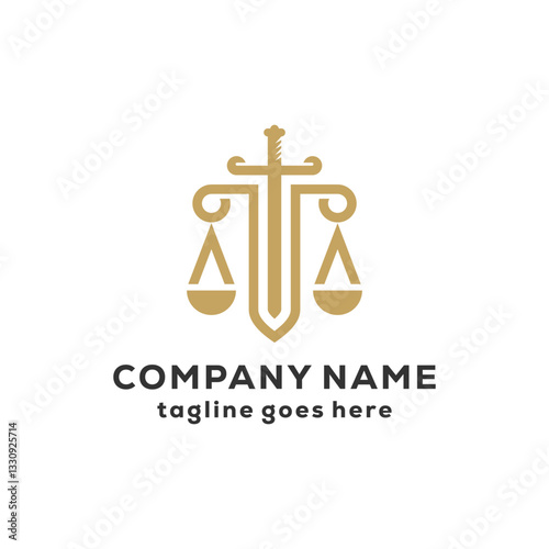 Vector logo with a combined element of scales and swords. Can be used for law firms.