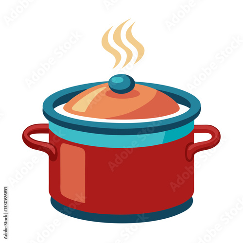 a  red cooking pot no background.