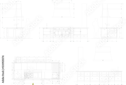 vector illustration sketch design of modern classic vintage kitchen set home kitchen and dining table