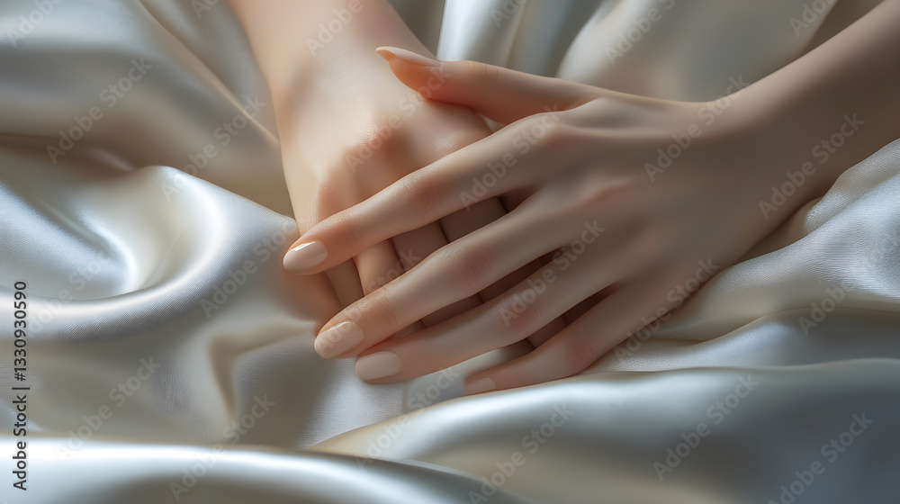 Fototapeta premium Elegance of Silky Smooth Hands: Velvet-Soft with Timeless Grace