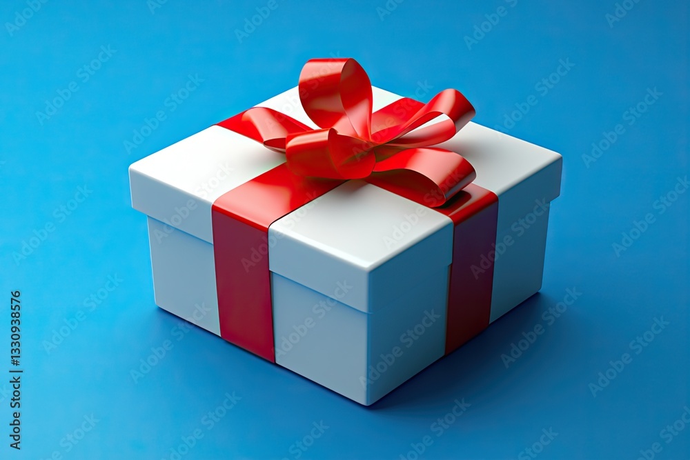 Fototapeta premium A 3D icon of a gift box on a blue background. Side view 