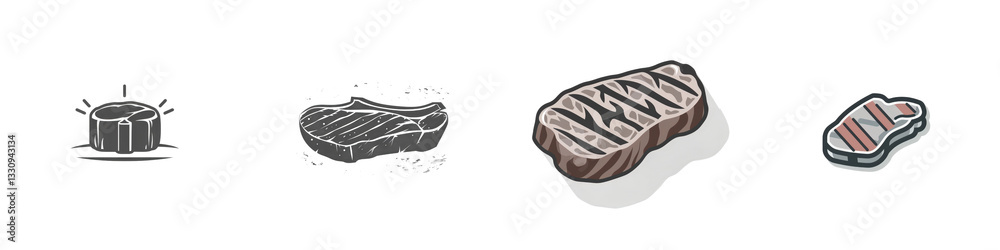 Obraz premium Cooking steak raw to charred to grilled to done on an isolated white background isolated on white or transparent
