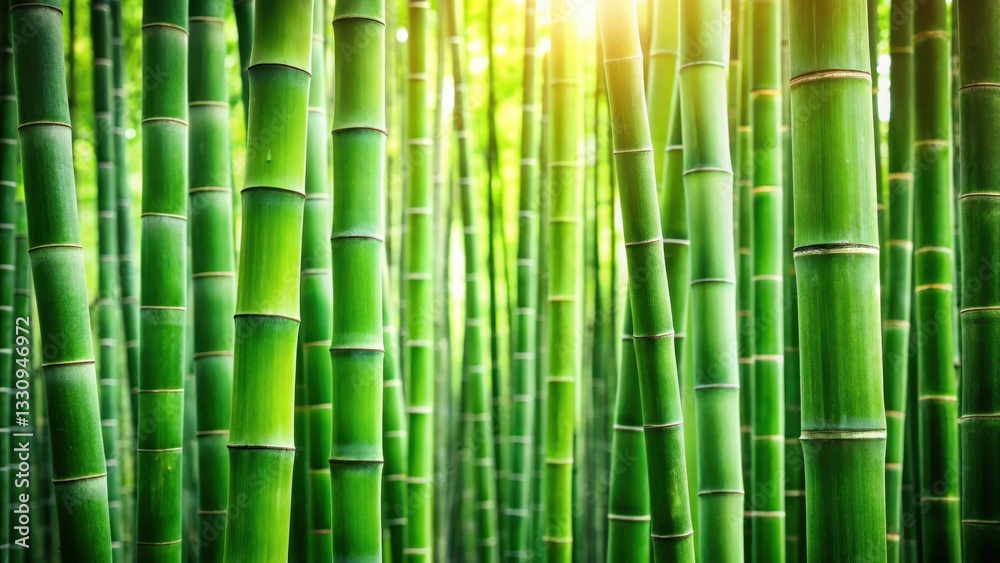 Fototapeta premium Lush Green Bamboo Forest A Vibrant Display of Nature's Strength and Serenity