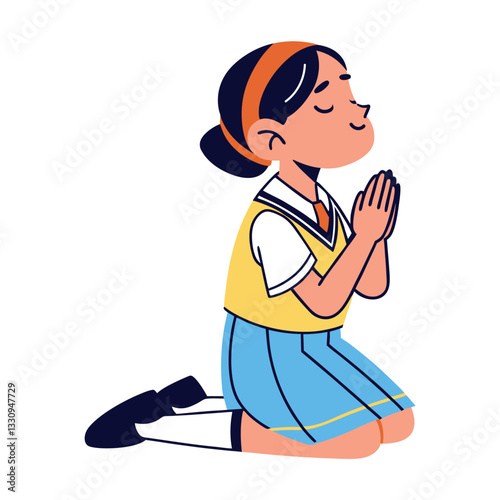 Student Praying on Knees