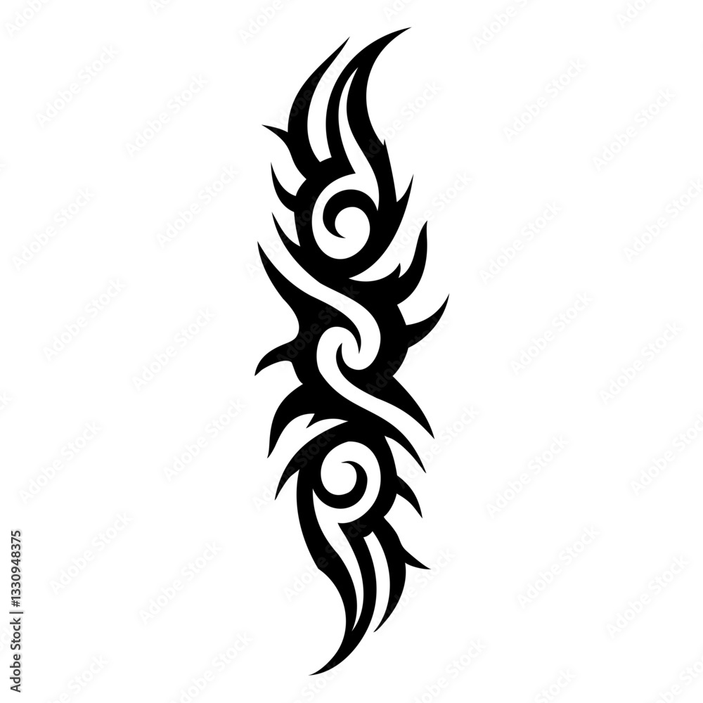 Intricate Black Tribal Tattoo Design Swirling Patterns & Sharp Lines in Vector Format on Transparent Background with PNG Intricate Black Tribal Tattoo Design Swirling Patterns & Sharp Lines in Vector Format on Transparent Background with PNG