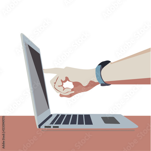 hand with laptop