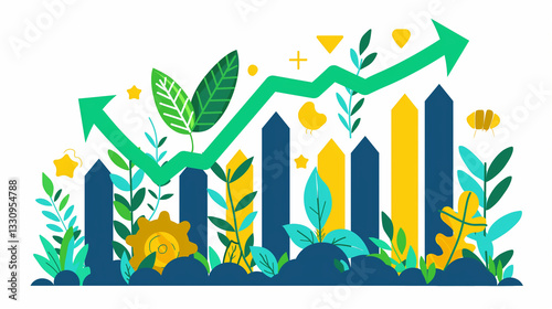 Flat Design Business Growth Illustration - フラットデザインのビジネス成長イラスト