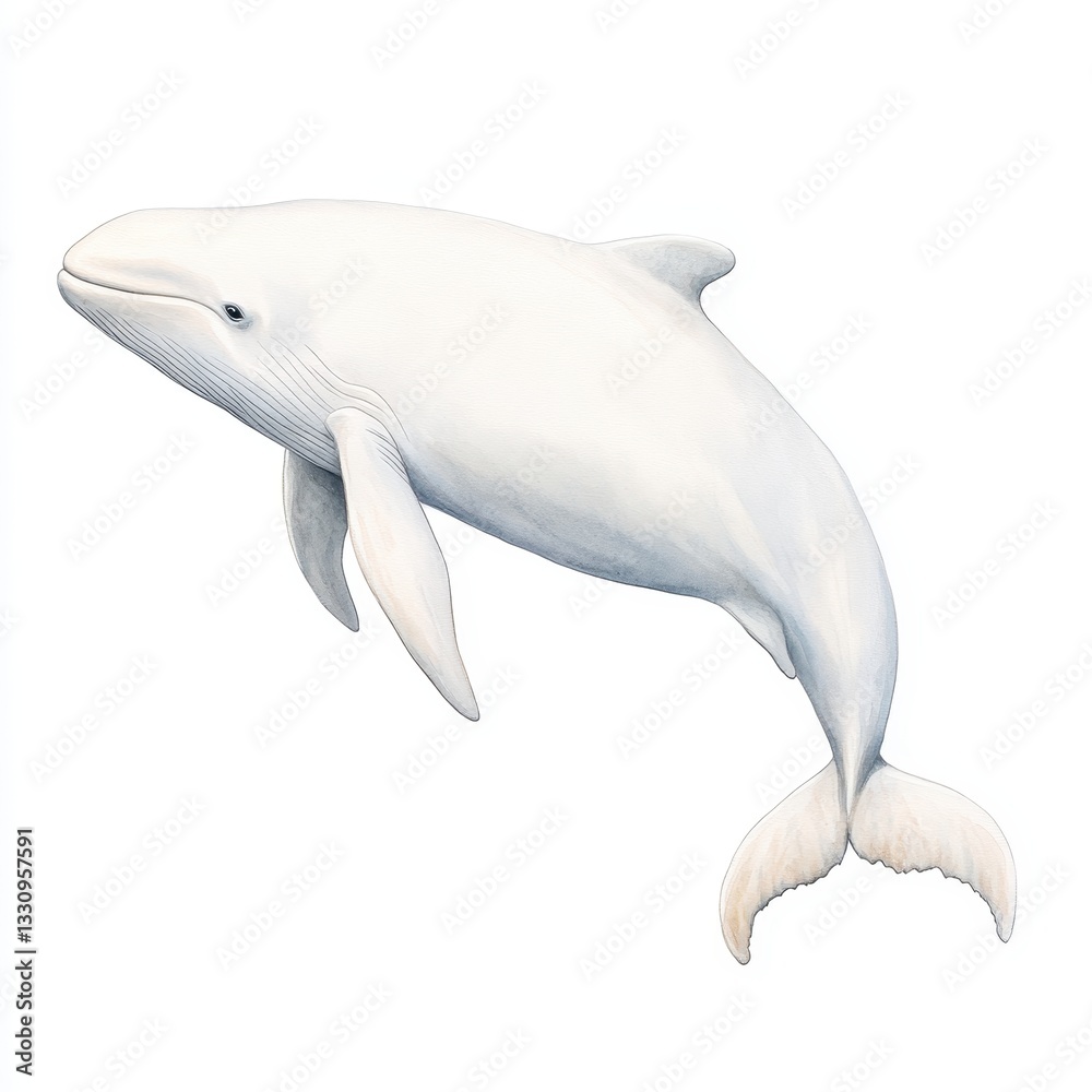 Obraz premium Majestic Beluga Whale Swimming Gracefully in a Clear Ocean