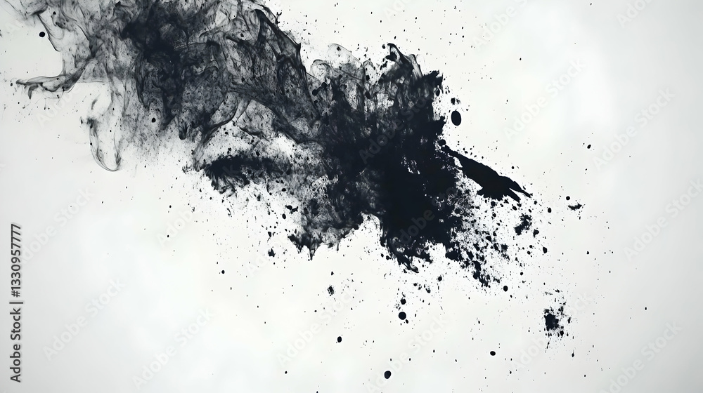 view of scattered ink drops merging into a chaotic yet harmonious composition on a clean surface view of scattered ink drops merging into a chaotic yet harmonious composition on a clean surface
