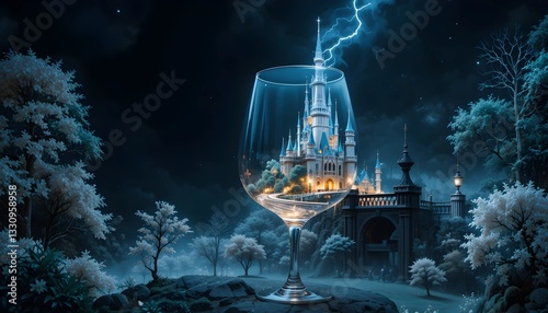 Enchanting Miniature Castle in Glass Globe Fantasy Landscape Dark Academia Aesthetic