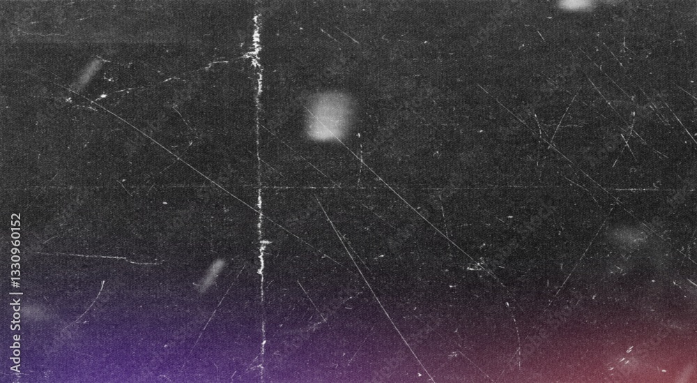 Fototapeta premium Retro old film texture with scratches dust, noise and light leaks. Realistic overlay film texture in black-white, dust and grain. Distressed retro movie photo negative effect of cinema nostalgia
