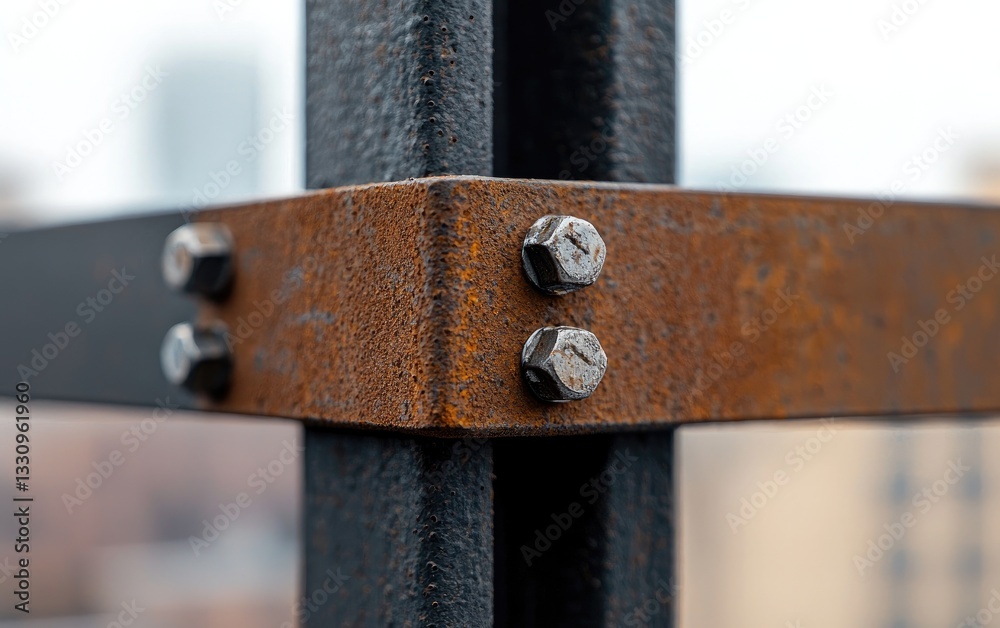 Rusted Metal Joint On Black Metal Frame Close Up Rusted Metal Joint On Black Metal Frame Close Up
