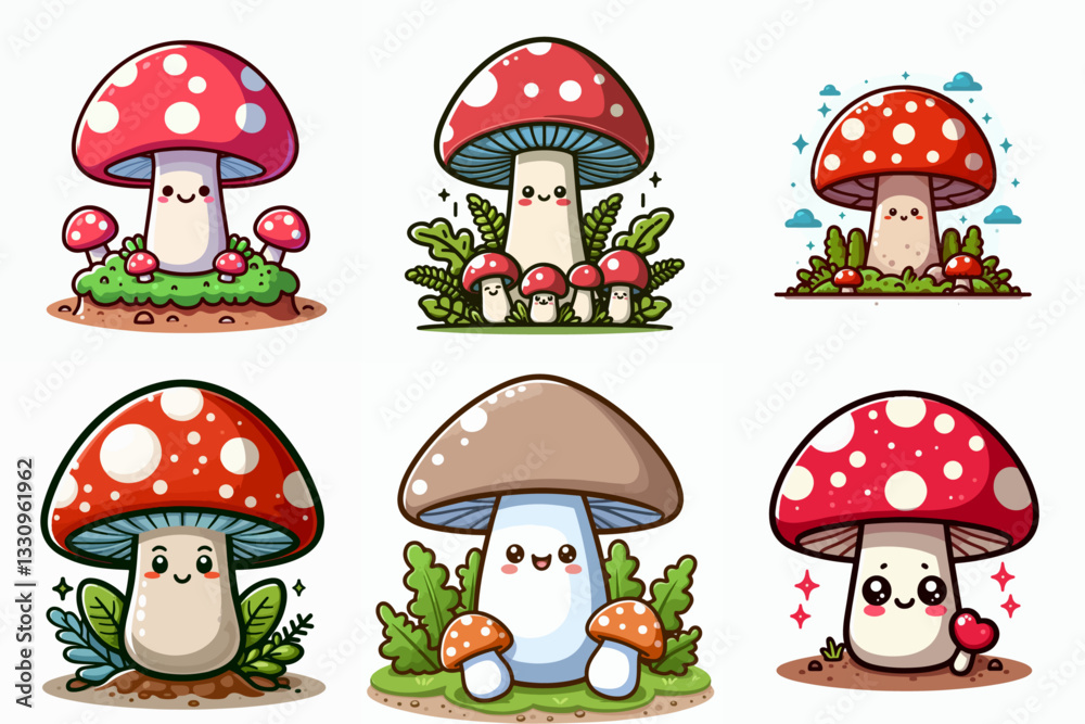 Fototapeta premium mushroom cartoon vector illustration