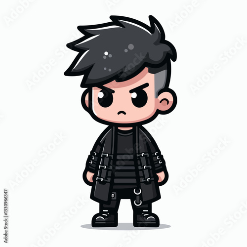 vector illustration of a person wearing edgy black clothes