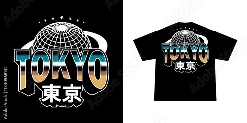 Y2K Futuristic illustration of japan vector t shirt design, vector graphic, typographic poster or tshirts street wear and Urban style