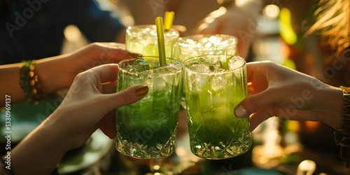 People Toasting Green Drinks at a St. Patrick’s Day Celebration