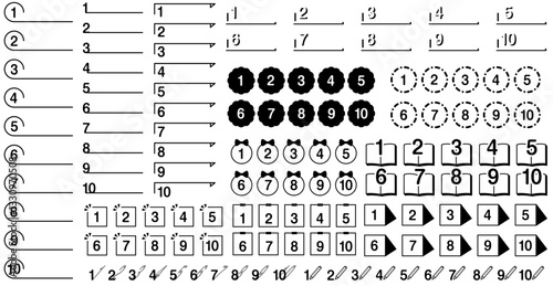 シンプル数字アイコンのセット_モノクロ