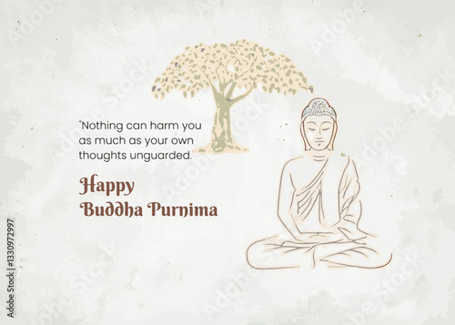 Happy Buddha Purnima Illustration