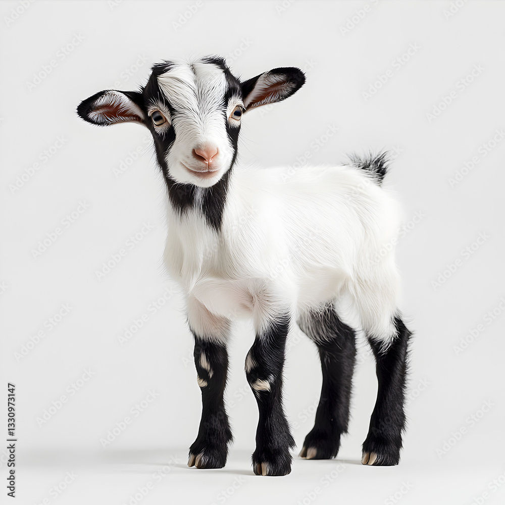 A playful goat stands confidently, showcasing its unique markings and bright eyes, inviting warmth and affection with its expressive pose and demeanor. A playful goat stands confidently, showcasing its unique markings and bright eyes, inviting warmth and affection with its expressive pose and demeanor.