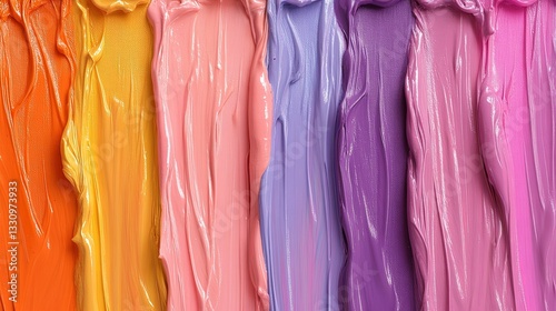 Vibrant Color Swatches of Thick Paint in Bright Shades for Art Use
