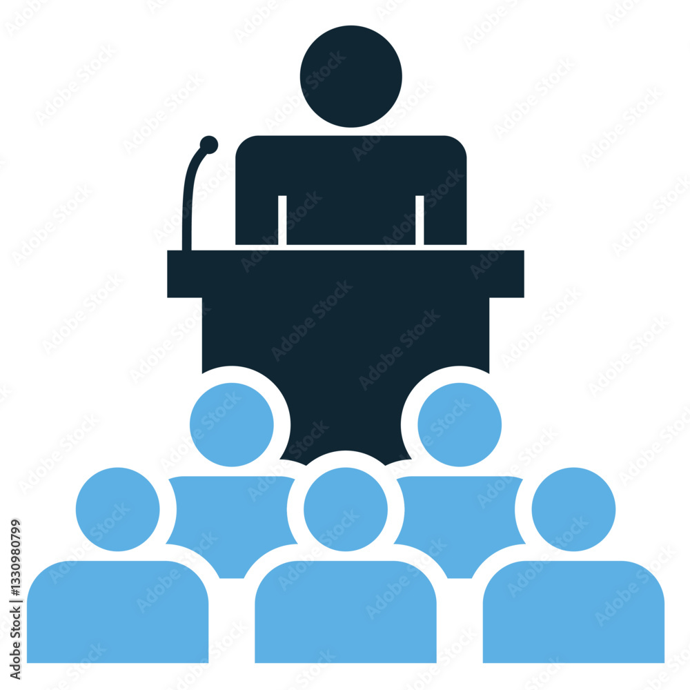 Minimal public speaking icon vector symbolizing leadership, presentation, and communication. Ideal for business, conferences, and public events. Minimal public speaking icon vector symbolizing leadership, presentation, and communication. Ideal for business, conferences, and public events.