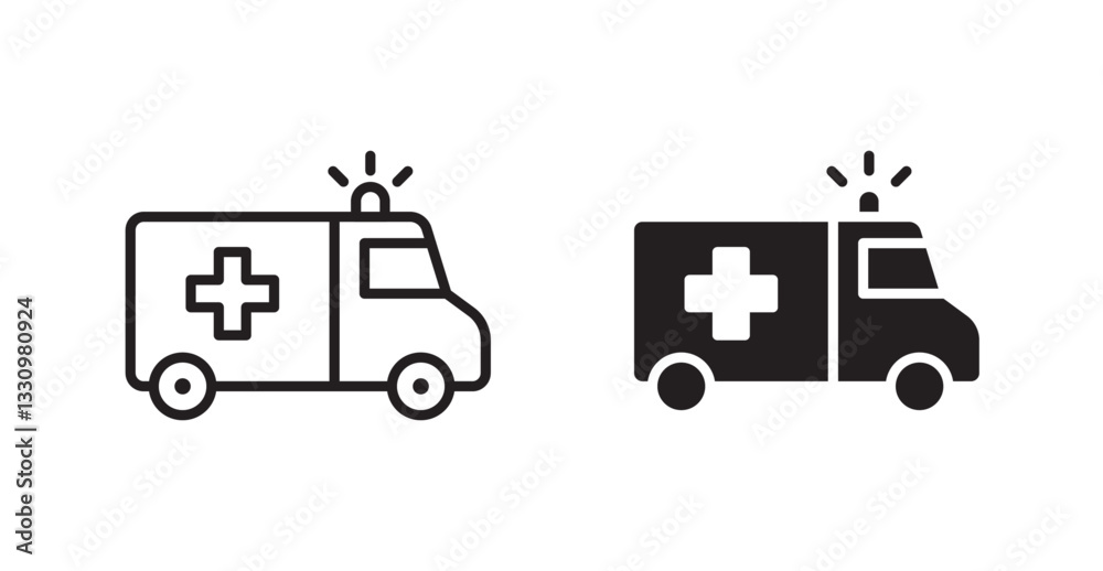 Ambulance icon outlined icon vector collection. Ambulance icon outlined icon vector collection.