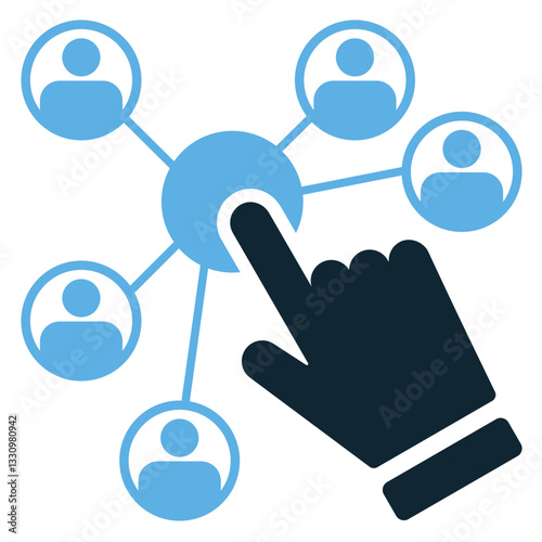 interact people network icon vector representing communication, teamwork, and connection. Ideal for business, social media, and collaboration designs.