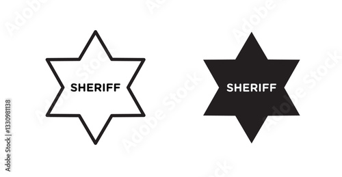 Badge Sheriff icon outlined icon vector collection.