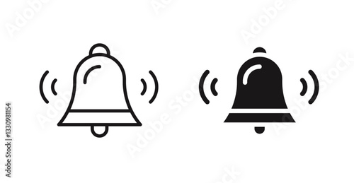 Bell ring icon outlined icon vector collection.