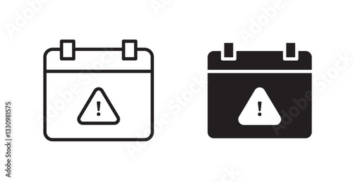 Calendar exclamation icon outlined icon vector collection.