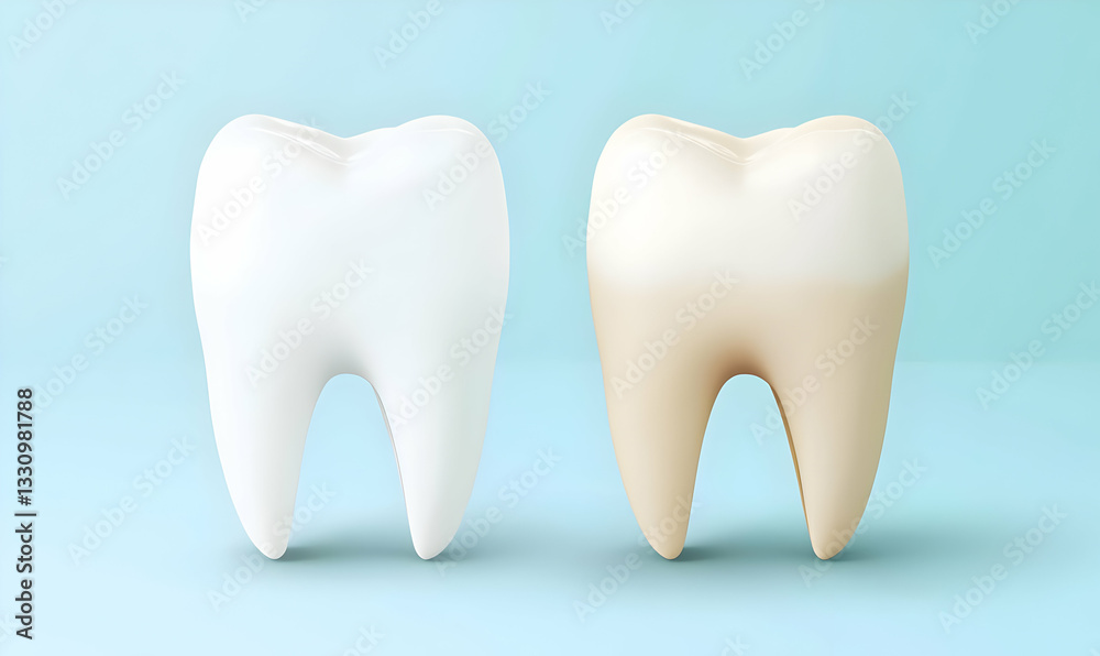 Realistic Cartoon Teeth Comparison for Dental Health Education Realistic Cartoon Teeth Comparison for Dental Health Education