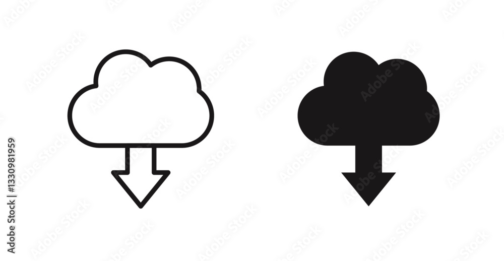 Cloud download icon outlined icon vector collection. Cloud download icon outlined icon vector collection.