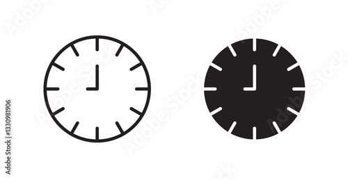 Clock nine icon outlined icon vector collection.