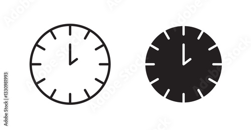 Clock two icon outlined icon vector collection.