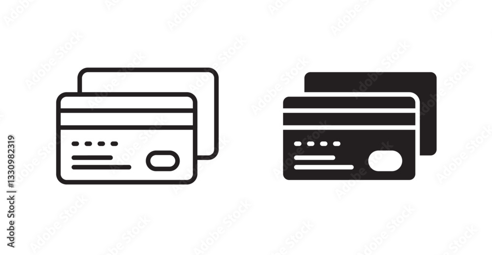 Credit card icon outlined icon vector collection. Credit card icon outlined icon vector collection.