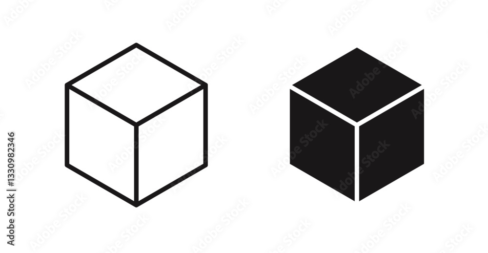 Cube icon outlined icon vector collection. Cube icon outlined icon vector collection.