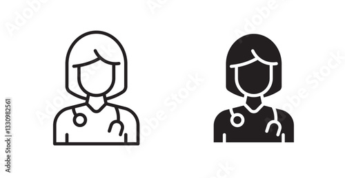 Doctor icon outlined icon vector collection.