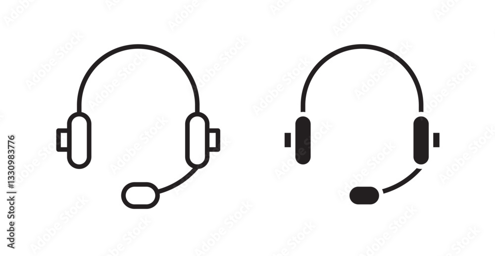 Headset icon outlined icon vector collection. Headset icon outlined icon vector collection.