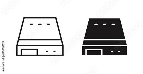 Hard Disk icon outlined icon vector collection.