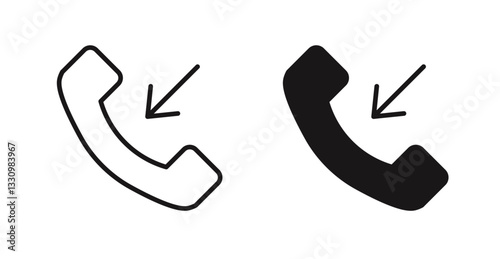 Incoming Call icon outlined icon vector collection.