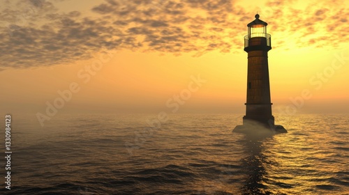 An isolated lighthouse on a distant shore, its light guiding nothing but the wind.