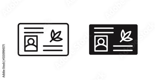 Medical marijuana card icon outlined icon vector collection.