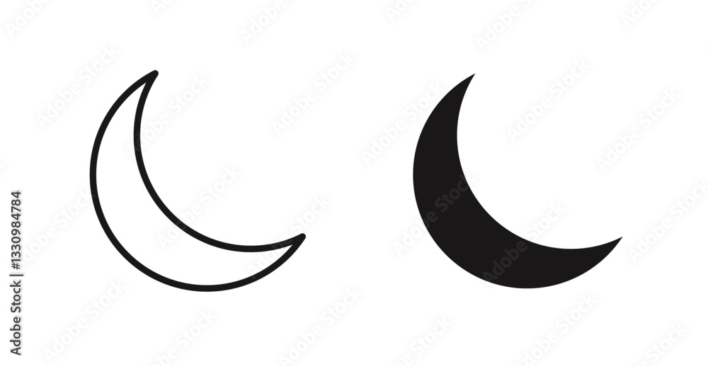 Moon icon outlined icon vector collection. Moon icon outlined icon vector collection.