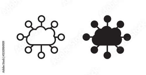 Network cloud icon outlined icon vector collection.
