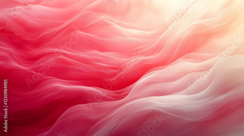 A soft and elegant abstract composition featuring flowing pink and white fabric-like textures.