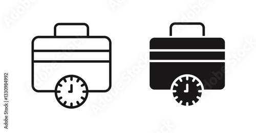 Office time icon outlined icon vector collection.